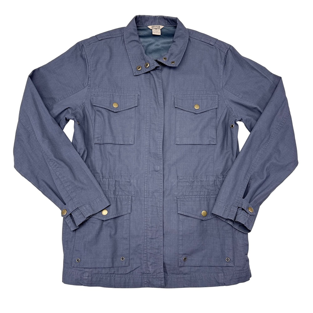 Duluth Trading Co Utility Jacket Womens Size Medium Gray Button Front Ripstop
